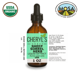 SHEEP SORREL HERB LIQUID EXTRACT - ORGANIC - Cheryls Herbs