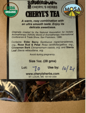 CHERYL'S TEA - CERTIFIED ORGANIC - Cheryls Herbs