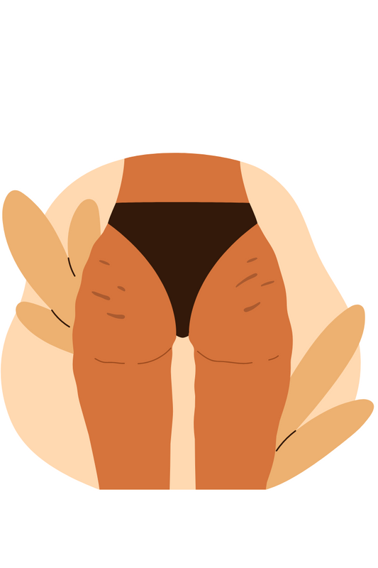 An animated picture of a women from behind in her underwear showing cellulite on her backside