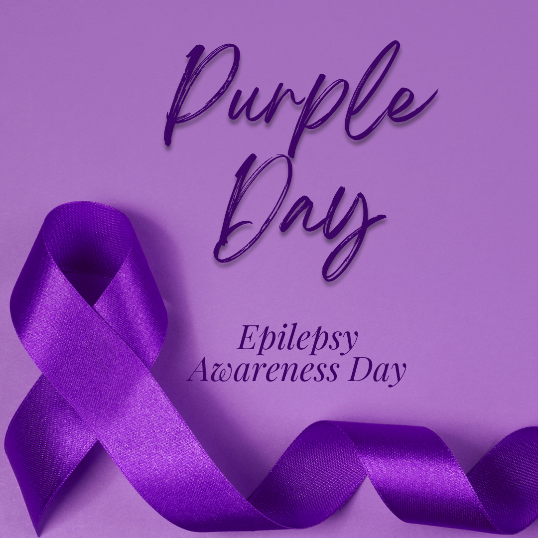 The words Purple Day Epilepsy Awareness Day all in purple