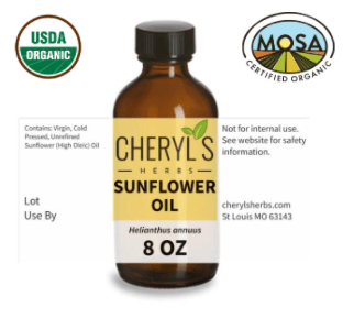 SUNFLOWER HIGH OLEIC OIL OFF - ORGANIC - Cheryls Herbs
